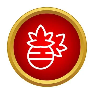 Red round banner with tropical fruit icon Stock Illustration