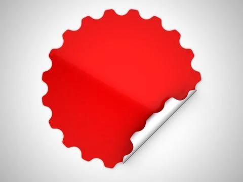 Red round bent sticker or label イラスト素材