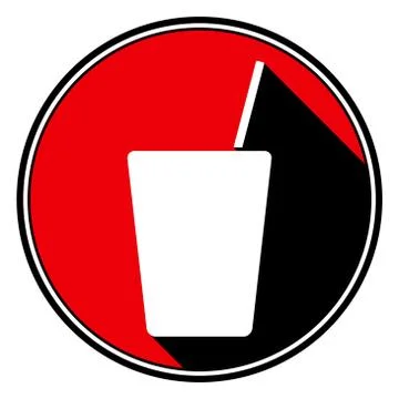 Red round, black shadow - drink with straw icon Stock Illustration