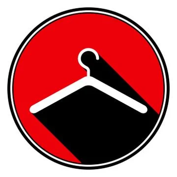 Red round with black shadow - white hanger icon Stock Illustration