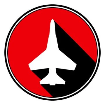 Red round with black shadow - white fighter icon Stock Illustration