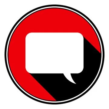 Red round with black shadow, white speech bubble Stock Illustration