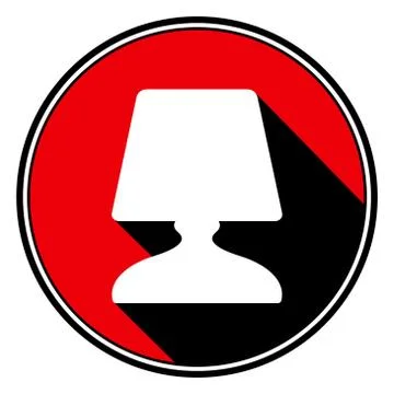 Red round with black shadow - white lamp icon Stock Illustration