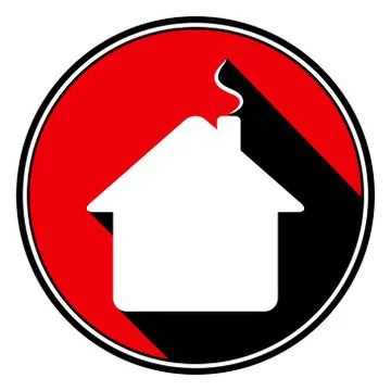 Red round, black shadow - white house with chimney Stock Illustration