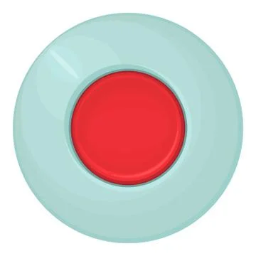 Red round button icon, cartoon style 库存插图