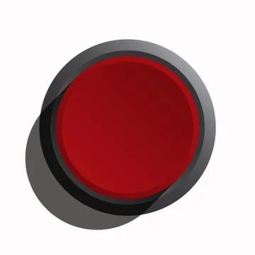 Red round button with metallic border icon vector Stock Illustration