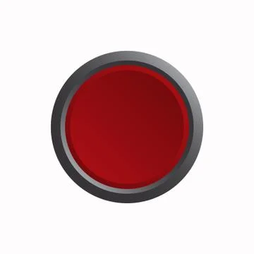 Red round button with metallic border icon vector Stock Illustration