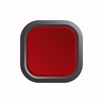 Red round button with metallic border icon vector Stock Illustration