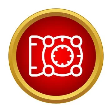 Red round button safe security with combination lock icon Stock Illustration