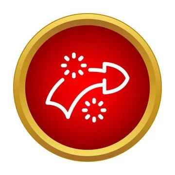 Red round button showing bouncing arrow symbol Stock Illustration