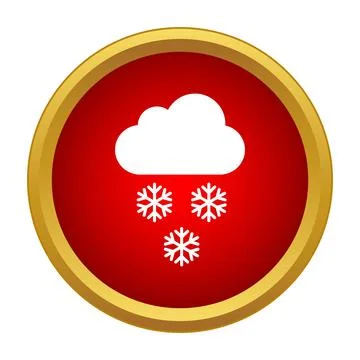 Red round button showing cloud and snowing weather Stock Illustration
