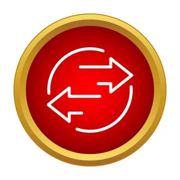 Red round button showing data transfer arrows Stock Illustration