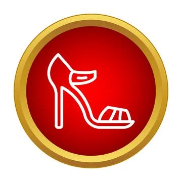 Red round button showing high heeled shoe icon Stock Illustration