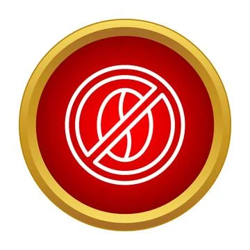 Red round button showing no coffee beans prohibited Illustrazione stock
