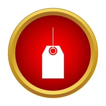 Red round button showing a white price tag 库存插图