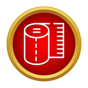 Red round button showing a white measuring tape icon Stock Illustration