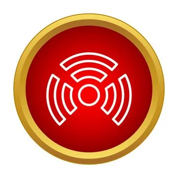 Red round button showing wireless signal icon Stock Illustration