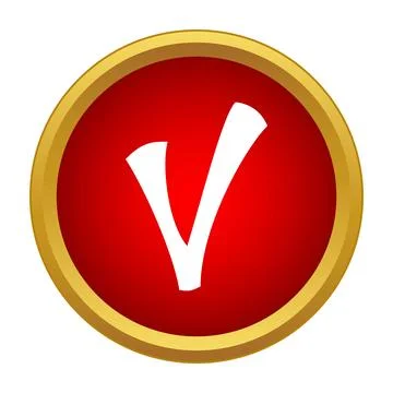 Red round button with white check mark symbol Stock Illustration
