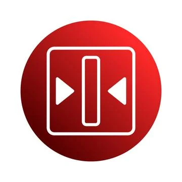 A Red Round Button with a White Expand or Contract Symbol within a Square Sha Stock Illustration