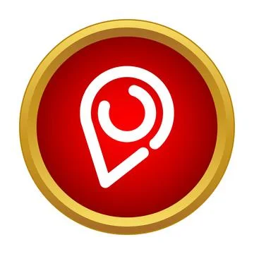 Red round button with white location pin icon イラスト素材