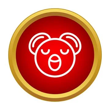 Red round button with yawning sleepy bear icon Stock Illustration