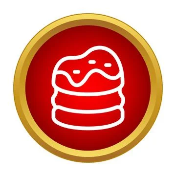 Red round cake icon celebrating sweet dessert Stock Illustration