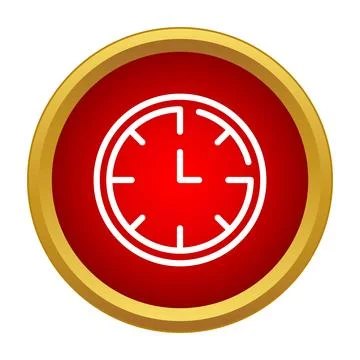 Red round clock face icon representing time management Stock Illustration