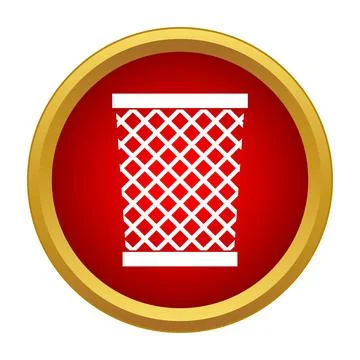 Red round delete icon showing trash can Illustrazione stock