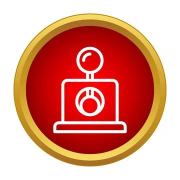 Red round emergency button icon for industrial control Stock Illustration