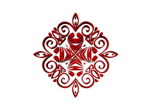 Red round flowers pattern Stock Illustration