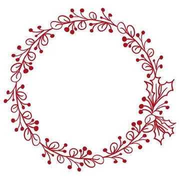 Red round frame of leaves isolated on white background. Vector illustration.. Stock Illustration