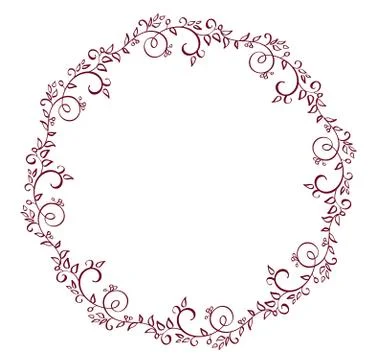 Red round frame of leaves isolated on white background. Vector calligraphy 스톡 일러스트