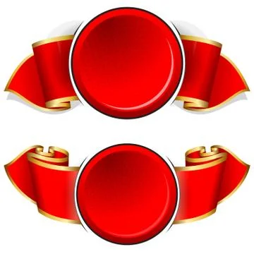Red round frame with ribbon Stock Illustration