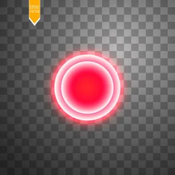 Red round frame. Shining circle banner. Isolated on black transparent background Stock Illustration