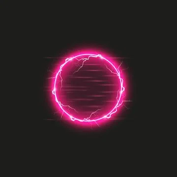 Red round frame. Shining circle banner. Isolated on black transparent background Stock Illustration