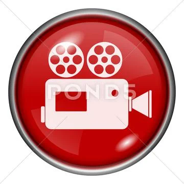 Red round glossy icon Stock Illustration
