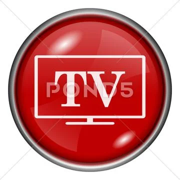 Red round glossy icon Stock Illustration