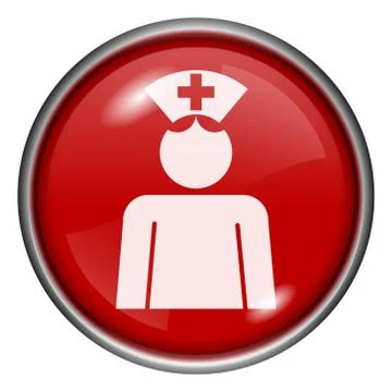 Red round glossy icon Stock Illustration