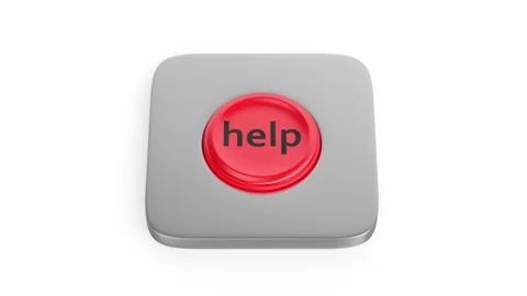 Red round help button Video stock 325854402