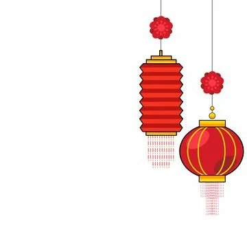 Red round lantern element. With empty area, suitable for decoration for Chinese  Illustrazione stock