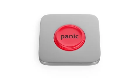 Red round panic button Stock Footage 329249390