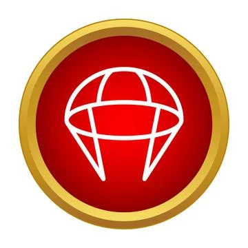 Red round parachute icon symbolizing extreme sport concept Stock Illustration