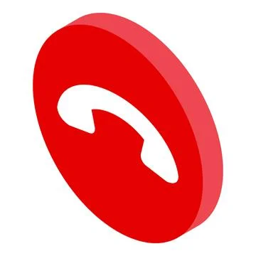 Red round phone call button isometric icon representing communication Illustrazione stock