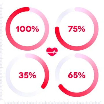 Red round progress bar infographic 스톡 일러스트