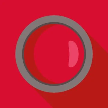 Red round push button flat icon design Stock Illustration