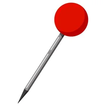 Red round push office map pin marker icon isolated on white background. Stock Illustration