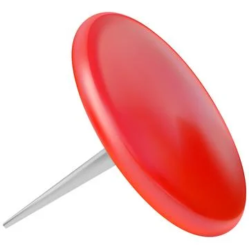 Red round push pin 3D plastic style vector icon, realistic thumbtack map geotag 스톡 일러스트