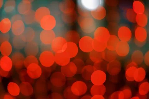 Red round reflections of lights on a dark background. Blur 스톡 사진
