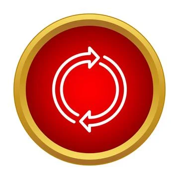 Red round refresh button with circular arrows 스톡 일러스트