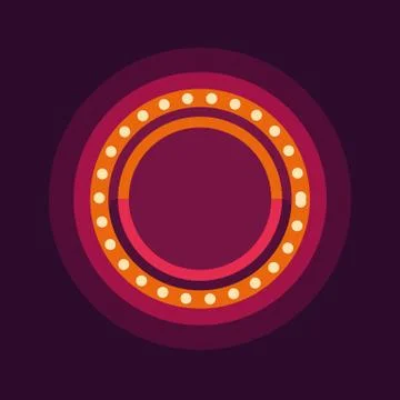 Red round retro marquee light frame flat illustration Stock Illustration